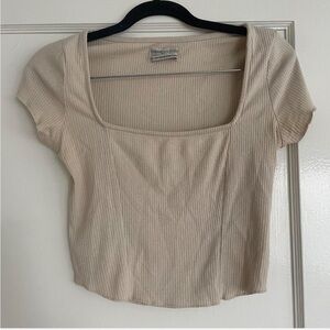 Women's Cream Ribbed Top